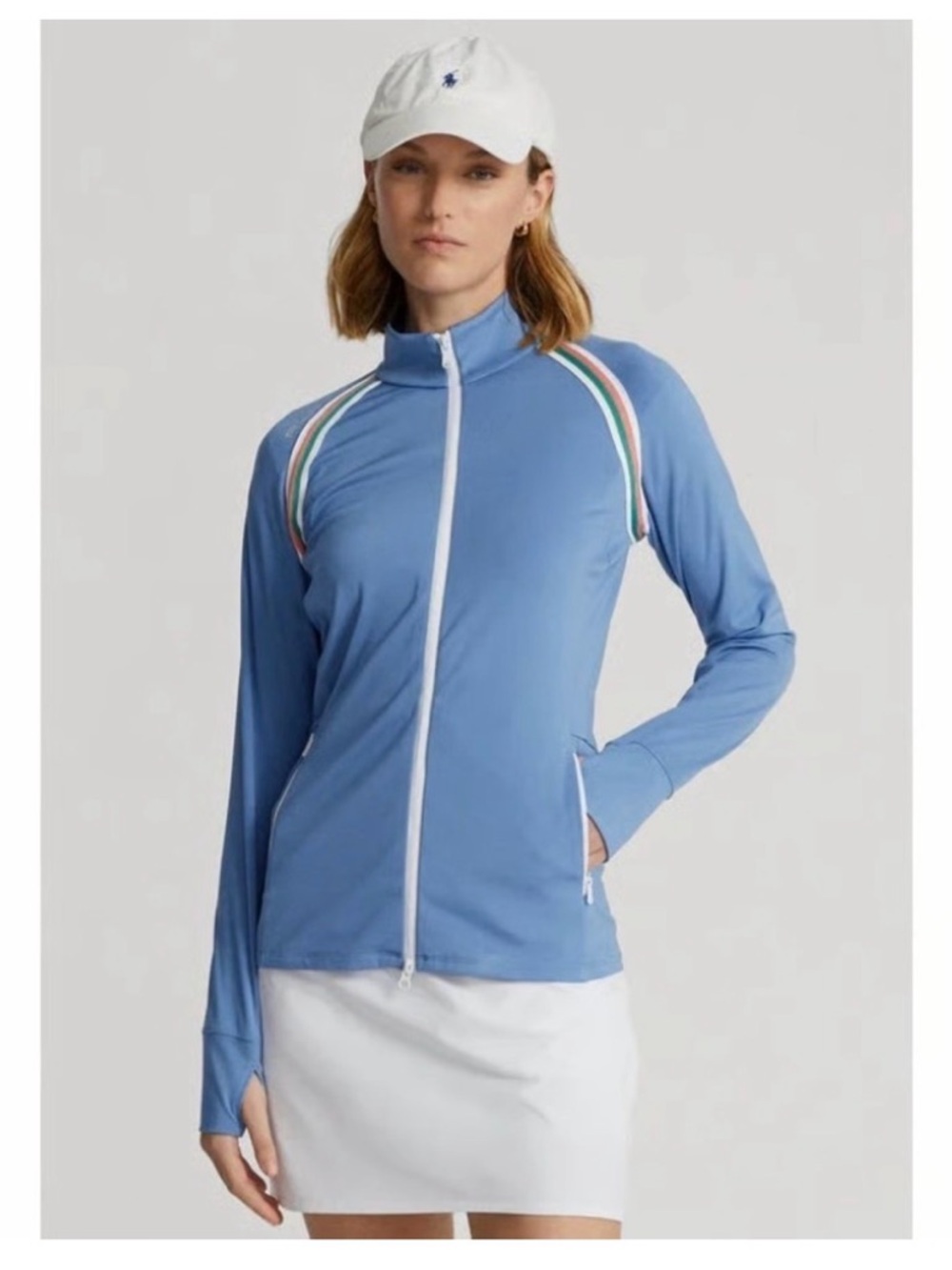 Ralph Lauren Golf Jacket Hatteras Blue Striped Womens Sz small RLX $140